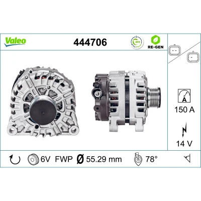 Afbeelding van VALEO 444706 Dynamo / Alternator 14V 150A CITROËN: C5 3, Berlingo II Van, Xsara Picasso, PEUGEOT: 3008 I, Partner 207 Hatchback