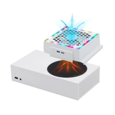 Afbeelding van Mcbazel koelventilator voor Xbox Series S, geluidsarm, 2 extra USB poorten, 3 instelbare snelheden, externe met RGB leds