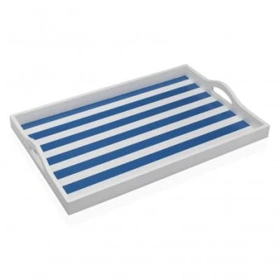 Afbeelding van Dienblad Versa Blauw Hout MDF 30 x 5 45 cm Strepen