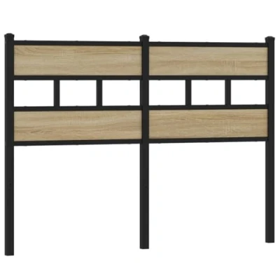 Afbeelding van Hoofdbord 120 cm ijzer en bewerkt hout sonoma eikenkleurig