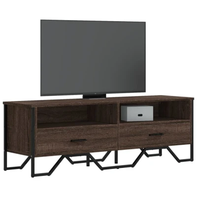Afbeelding van Tv meubel 122x34x41 cm bewerkt hout bruin eikenkleurig