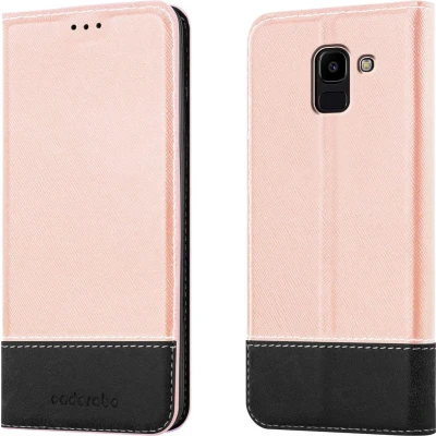 Afbeelding van Cadorabo Hoesje geschikt voor Samsung Galaxy J6 2018 in ROSE GOUD ZWART Beschermhoes met magnetische sluiting, standfunctie en kaartvakje Book Case Cover Etui