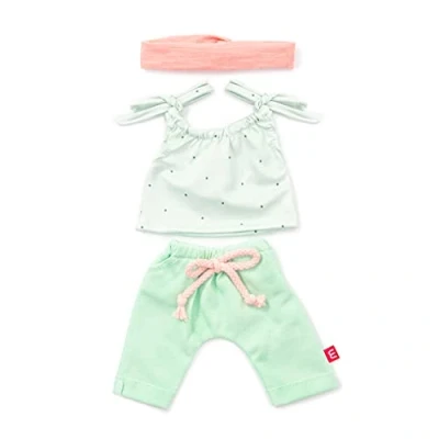 Afbeelding van Kledingset groen/roze voor meisjes poppen 38 cm
