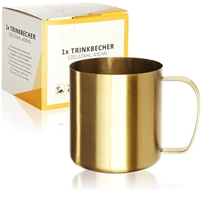 Afbeelding van Robin Goods® Gouden roestvrijstalen mok Hoogwaardige Camping onbreekbaar en BPA vrij (1 stuk goud)