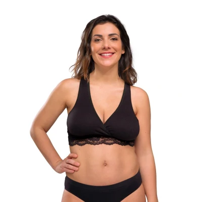 Afbeelding van Carriwell Crossover Sleeping &amp; Nursing BRA Organic Bustier, Dames, Maat: 80G 100DD, Black