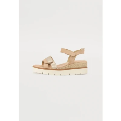 Afbeelding van TOM Tailor Sandalen met plateauzool, Dames, Maat: 40, Sand Hoogwaardig imitatieleer