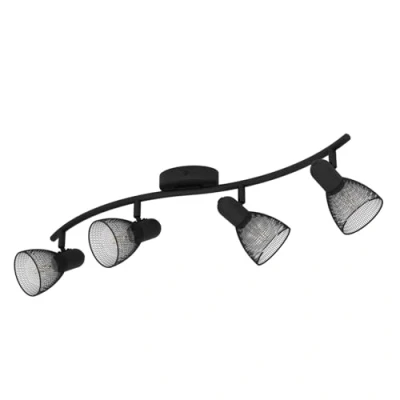 Afbeelding van EGLO Plafondlamp Carovigno, 4 lichtpunten, modern, klassiek, minimalistisch, plafondspot van staal, keukenlamp in zwart, woonkamerlamp, spots met E14 fitting