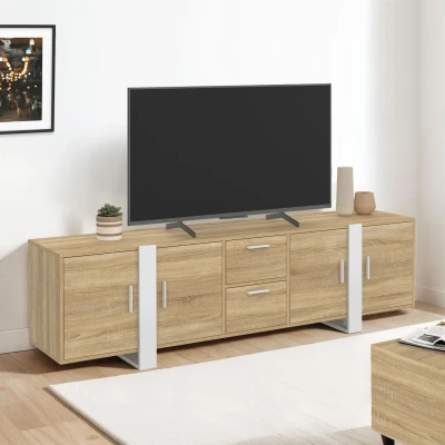 Afbeelding van 180 cm PHOENIX 4 deurs + 2 lades TV meubel hout en wit