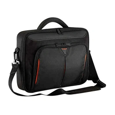Afbeelding van Targus Classic+ Clamshell CN414EU 4333193 Laptoptas voor 14 inch (14 inch), schoudertas heren en dames, laptopkoffer met werkstation zwart/rood, Zwart/Rood
