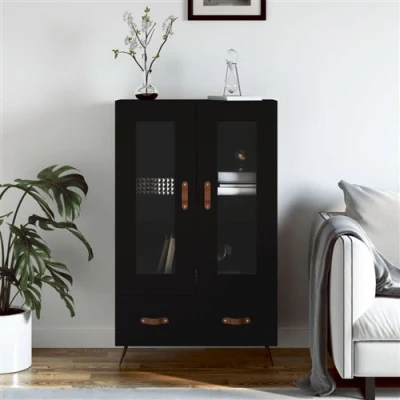 Image de vidaXL Buffet haut noir 69,5x31x115 cm bois d&#039;ingénierie828269
