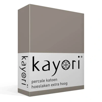 Afbeelding van Kayori Shizu perkal hoeslaken taupe 200/200 (Kleur: Bruin)
