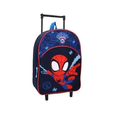 Afbeelding van mybagstory Rugzak voor Kinderen Trolley Spidey Spiderman Marvel Blauw School Kleuterschool Kinderopvang Jongen 33 cm Verstelbare bandjes Wielen Cadeau idee,