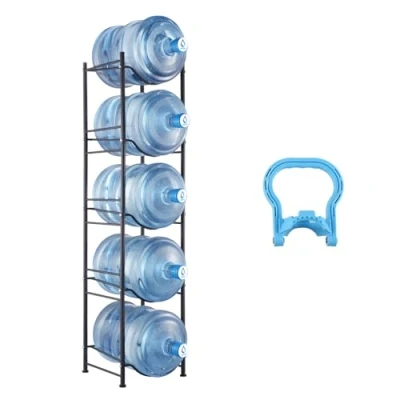 Image de VEVOR Rack à Bonbonnes 5 Niveaux Support Bouteilles d’Eau Capacité 5PCs Noir