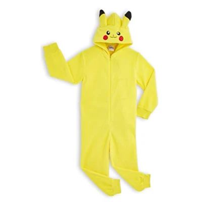 Afbeelding van Pokemon Pyjamapak voor kinderen, Fleece onesie met 3D oren, Geel, 9 10 jaar, Geel.