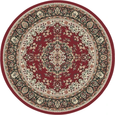Afbeelding van Klassiek Rood Oosters Nain Medaillon Collectie Traditioneel Vintage Vloerkleed Tapijt rond Polypropyleen 240 cm