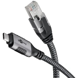 Afbeelding van goobay 70752 USB C naar RJ45 Ethernet CAT 6 kabel voor een stabiele bekabelde internetverbinding met router/modem/netwerkschakelaar/vervangt adapter / 1 Gbit/s 5 meter
