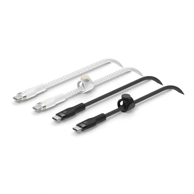 Image de Belkin BOOST CHARGE PRO Flex Câble USB 24 pin C (M) pour 2.0 3 A 1 m Power Delivery (60W) blanc et noir (pack de 2)