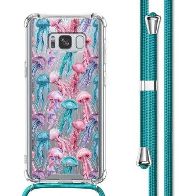 Afbeelding van iMoshion Hoesje Geschikt voor Samsung Galaxy S8 met Koord Design Meerkleurig / Jellyfish Watercolor