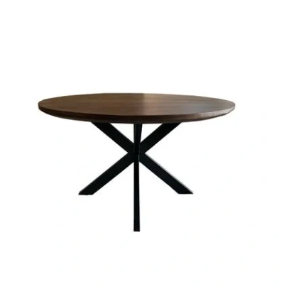 Afbeelding van Livingfurn Eetkamertafel Jesper Round Brown 130x130x76 cm Mangohout