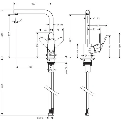 Afbeelding van Hansgrohe Focus M41 1 greeps keukenmengkraan 280