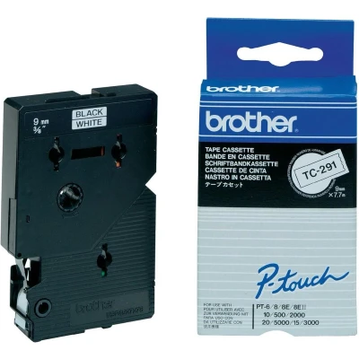 Afbeelding van Brother TC 291 Tape Zwart op wit (9 mm)
