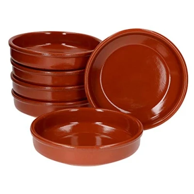 Afbeelding van MamboCat Cazuela Set van 6 kleischalen, diameter 20 cm, maat L, mediterraan, geëmailleerd, uniek, handgemaakt, antiek/vintage, middeleeuwen, Viking