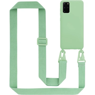 Afbeelding van Cadorabo Mobiele telefoon ketting geschikt voor Samsung Galaxy S20 PLUS in LIQUID LICHT GROEN Silicone beschermhoes met lengte verstelbare koord riem