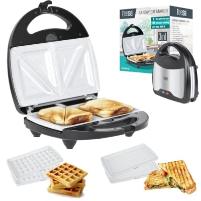 Afbeelding van Teesa TSA3221 Multifunctionele tosti grillplaat, 3 in 1, roestvrijstaal