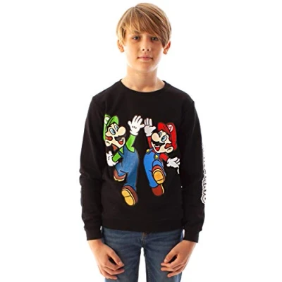 Afbeelding van Super Mario Sweatshirt Boys Luigi personen, jumper, lange mouwen, zwart.