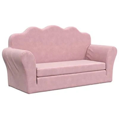 Image de vidaXL Canapé lit pour enfants 2 places rose peluche douce357039
