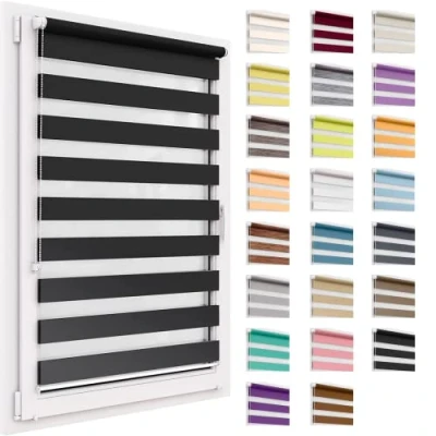 Afbeelding van Dubbel Rolgordijn Zonder Boren,68x220 cm Stofgrootte , Duo Rollo Klemmfix, Easyfix Lichtdoorlatend En Verduisterend, Day&amp;Night, Rolgordijn, Zonwerend Raamrolgordijn Voor Ramen &amp; Deuren