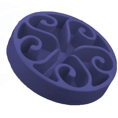 Afbeelding van Eat Slow Live Longer Anti schrok Voerbak Rond Blauw 30 cm