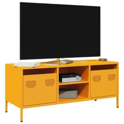 Afbeelding van Tv meubel 101,5x39x43,5 cm koudgewalst staal mosterdgeel