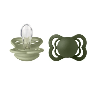Afbeelding van BiBS Supreme Pacifier Stage 1 Fopspeen 0/6 maanden 2 stuks Sage / Hunter Green