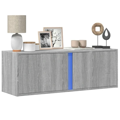 Afbeelding van Tv wandmeubel met LED verlichting 100x31x35 cm grijs sonoma