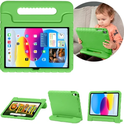 Afbeelding van iMoshion Tablet Hoes Kinderen Geschikt voor iPad 10 (2022) 10.9 inch Kidsproof Backcover met handvat Groen