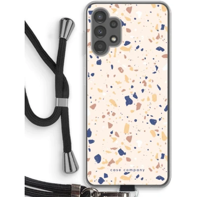 Afbeelding van Case Company® hoesje met Koord geschikt voor Samsung Galaxy A13 4G Terrazzo N23 Telefoonhoesje Zwart Bescherming aan alle Kanten en Over de Schermrand
