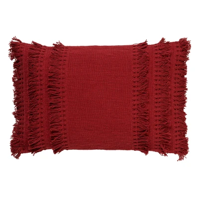 Afbeelding van Dutch Decor FARA Kussenhoes 40x60 cm 100% katoen met franjes Merlot rood