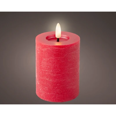 Afbeelding van Lumineo LED Wax Kaars Kerstrood Vlameffect Timer Ø7x11,2 cm