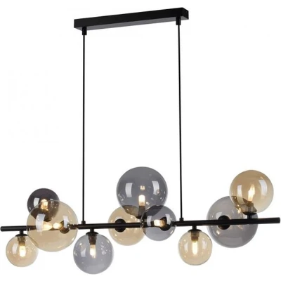 Afbeelding van JUST LIGHT Hanglamp Popsicle Zwart Smoke Amber Glas 85cm