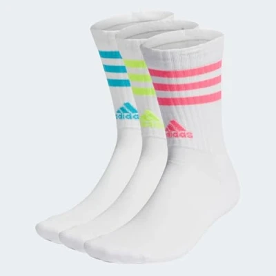 Image de adidas IJ8254 3S C SPW CRW 3P Socks Unisexe Adult White/Lucid Cyan/Lucid Lemon/Lucid Pink Taille XXL