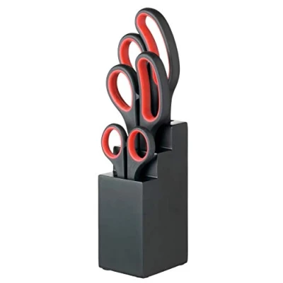 Afbeelding van Scharen Set met Blok, 3 Scharen, Rood/Zwart KitchenCraft