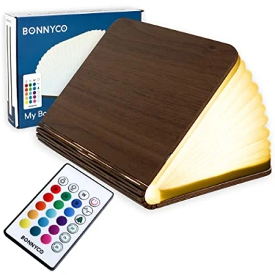 Afbeelding van Opvouwbare led boeklamp van hout met afstandsbediening, 16 kleuren en timer, lichtboek voor decoratie slaapkamer, huis kantoor, Lumio lamp, cadeau idee Kerstmis verjaardag, mannen