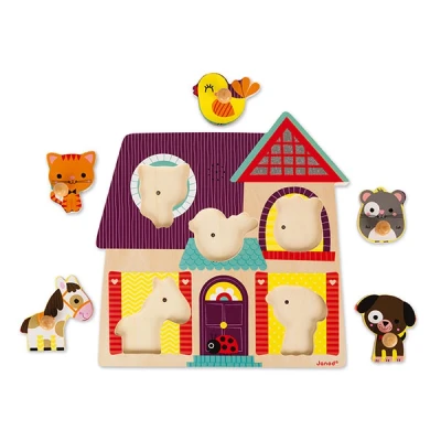 Afbeelding van Janod Muziekpuzzel Mijn Kleine Vrienden Houten Puzzel Met 5 Stukjes Elk Puzzelstukje Maakt Een Eigen Dierengeluid Geschikt Vanaf 18 Maanden