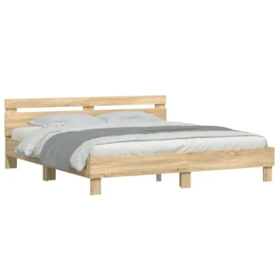 Afbeelding van vidaXL Bedframe met hoofdeinde en LED sonoma eikenkleurig 180x200 cm