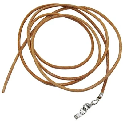 Afbeelding van Unbespielt Leren armband Lichtbruin Zilveren karabijnsluiting 1 m lang, Leer, Zonder steen, steen