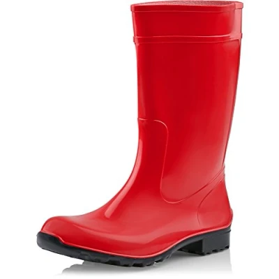 Afbeelding van Ladeheid LA LMG 967 Ilse Dames Regenlaarzen Rubber Hoog PVC Waterdicht Rood/Zwart 39