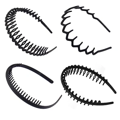 Afbeelding van 4 stuks elastische haarbanden, hoofdband voor tandkam, golvende hoofdbanden en hoofdbanden, haaraccessoires, yoga, sport, outdoor