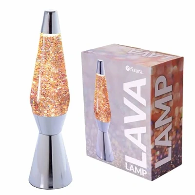 Afbeelding van Fisura Bullet Lavalamp Zilver Met Glitters