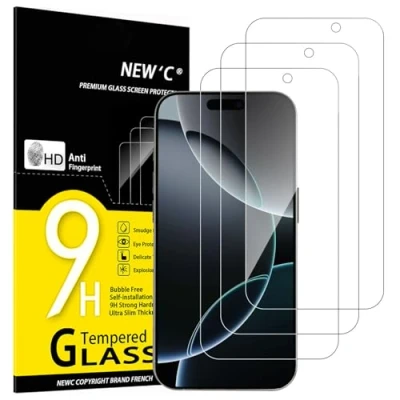 Afbeelding van NEW&#039;C 3 stuks [bijgewerkte versie] gehard glas voor iPhone 16 Pro (6,3 inch), krasbestendige beschermfolie, luchtbelvrij, 9H hardheid, 0,33 mm ultra transparant, resistent
